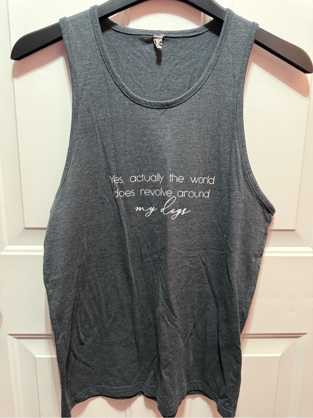 Next Level Apparel Charcoal Gray Women's Graphic Tank - White Script